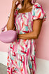Brush Stroke Printed Smocked Ruffle Tiered Dress